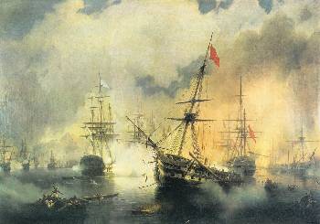 «Η ναυμαχία του Ναβαρίνου» (πίνακας του Αϊβαζόφσκι, 1846)
