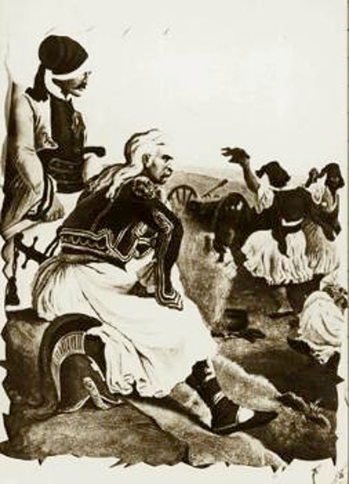 Ο Θ. Κολοκοτρώνης και τα παλικάρια του σε ανάπαυση μετά τη μάχη στα Δερβενάκια